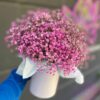 5 розовых гипсофил в шляпной коробке